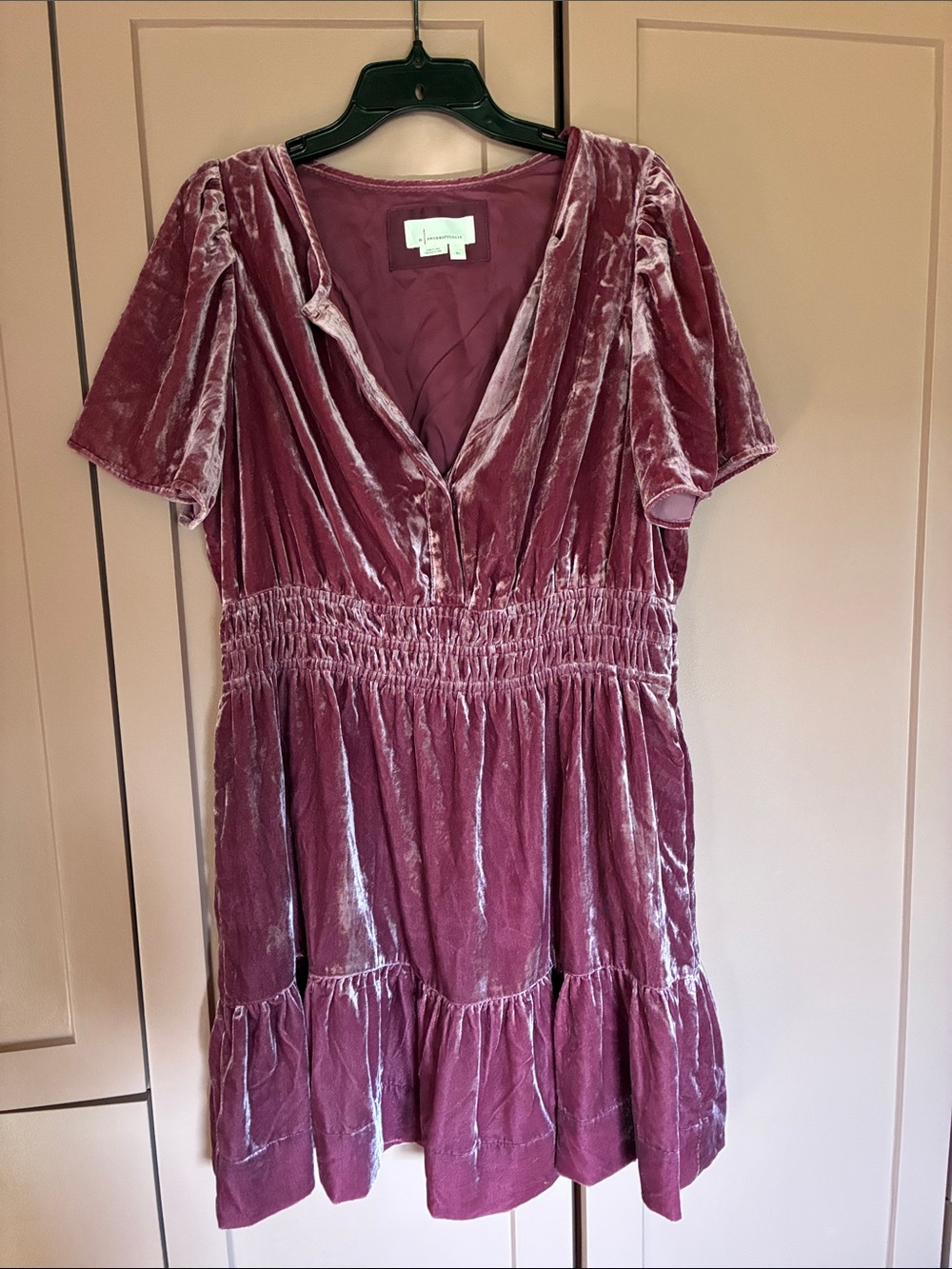 Anthropologie Velvet mauve Mini Dress
